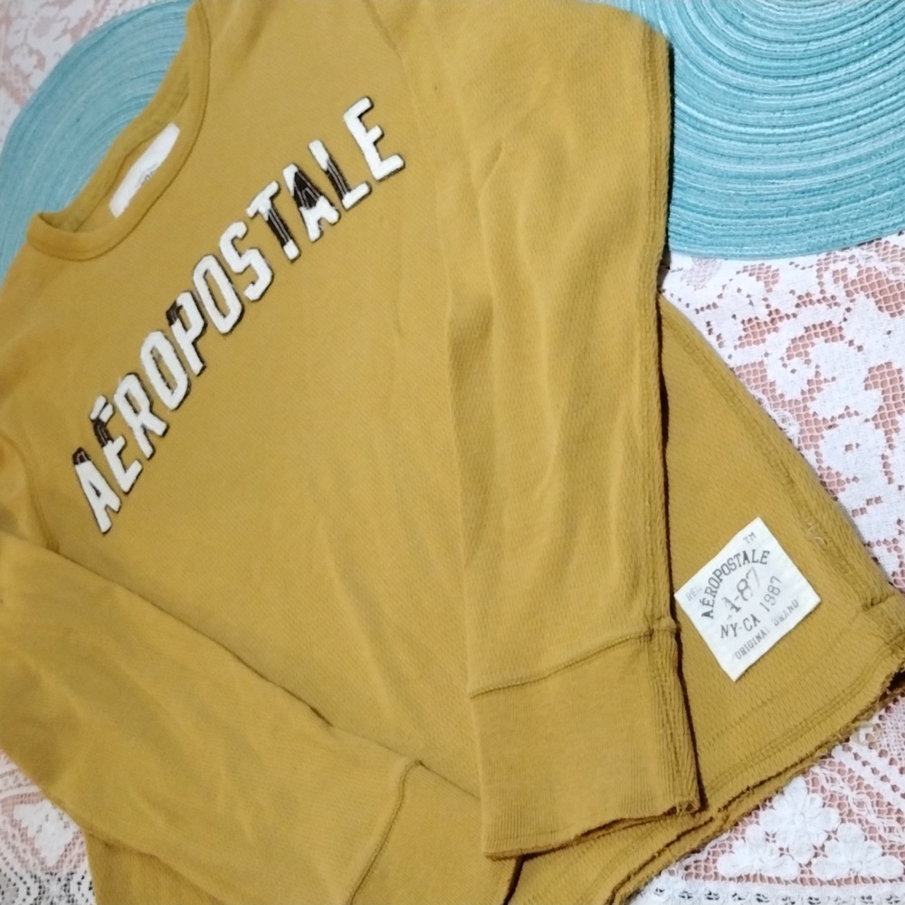 VINTAGE AEROPOSTALE LONG SLEEVE SZ L MUSTARD 💛 COLORED SHIRT